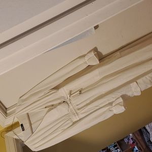 Eggshell White "V" neck Jumpsuit with drawstring waist size L